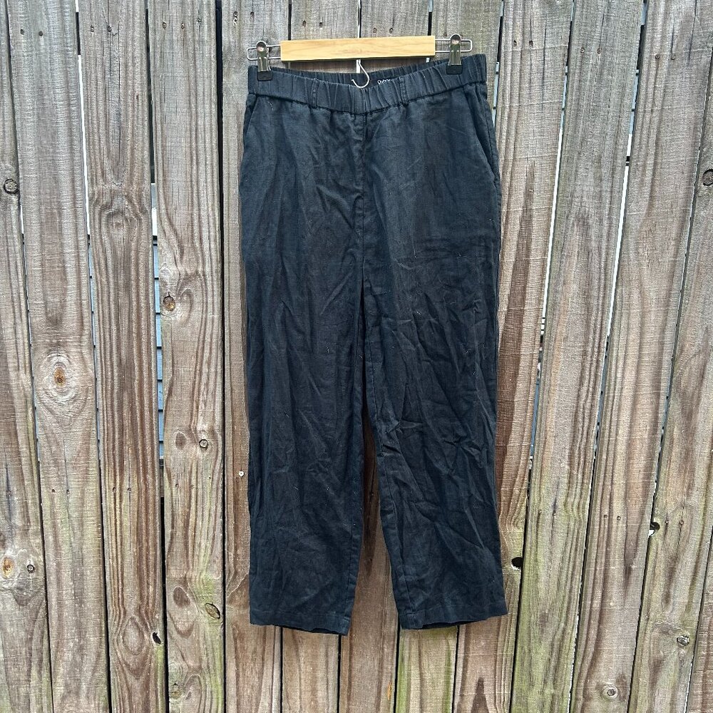 Quince Pants Womens Small Black Linen Stretch Waist Pull On Classic